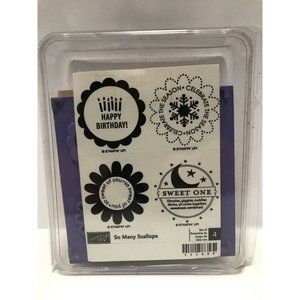 STAMPIN UP SO MANY SCALLOPS SET OF 4 WOOD RUBBER STAMPS NEW A22961